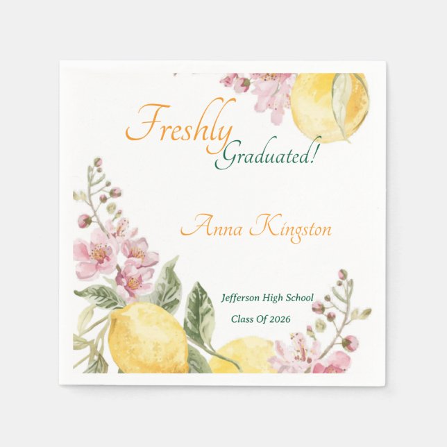 Freshly Graduated Graduation Party Paper Napkins (Front)