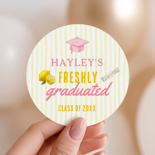 Freshly Graduated High Shool Graduation Party Classic Round Sticker
