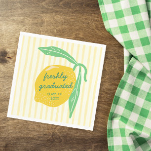 Freshly Graduated Lemon Citrus Yellow Graduation Napkins