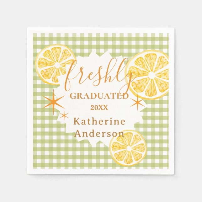 Freshly Graduated Lemon Gingaham  Napkins (Front)