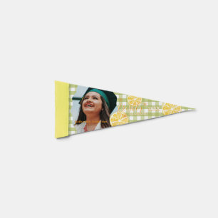 Freshly Graduated Lemon Gingaham Pennant Flag