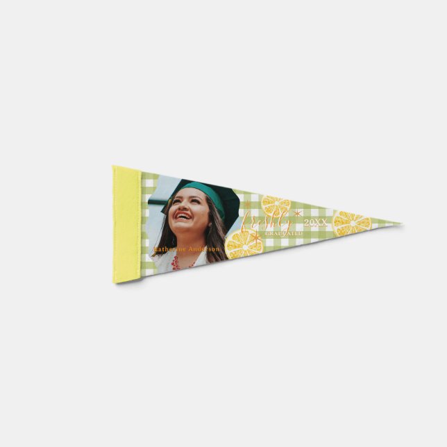 Freshly Graduated Lemon Gingaham  Pennant Flag (Front)