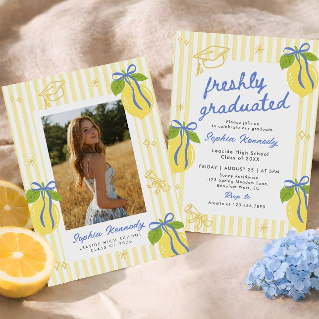 Freshly Graduated Lemon Graduation Announcement (Creator Uploaded)