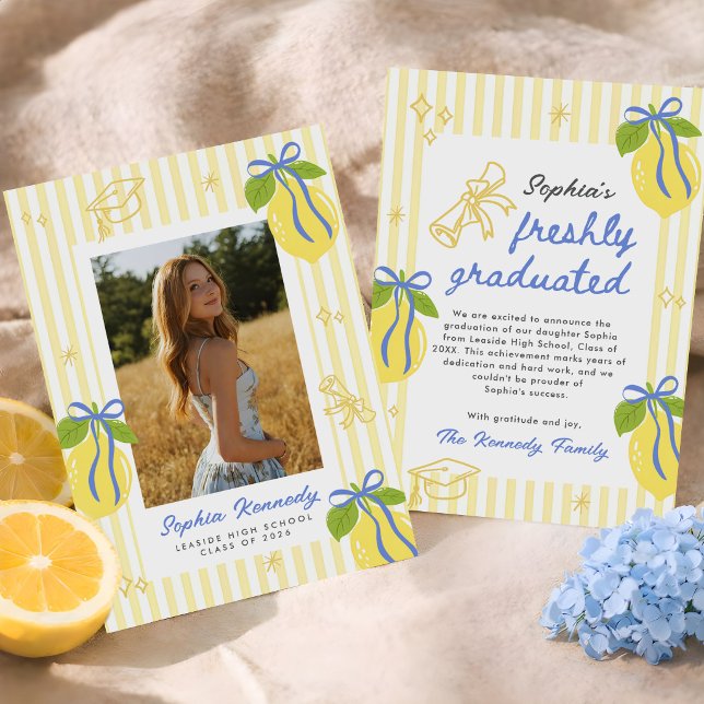 Freshly Graduated Lemon Graduation Announcement (Creator Uploaded)