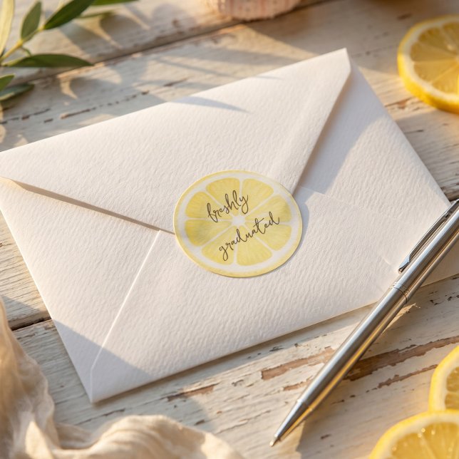 Freshly Graduated Lemon Graduation Classic Round Sticker (Creator Uploaded)