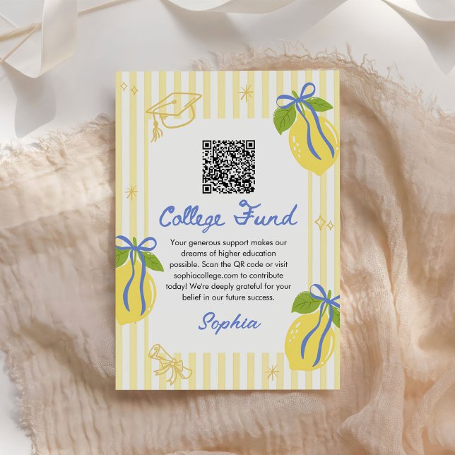 Freshly Graduated Lemon Graduation College Fund Enclosure Card (Creator Uploaded)
