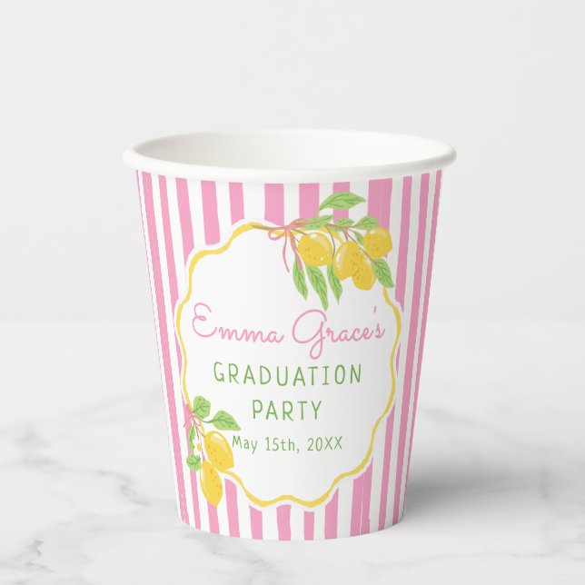 Freshly Graduated Lemon Graduation Paper Cups (Front)