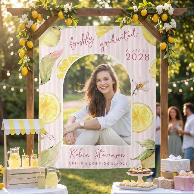 Freshly Graduated Lemon Graduation Party Backdrop (Creator Uploaded)