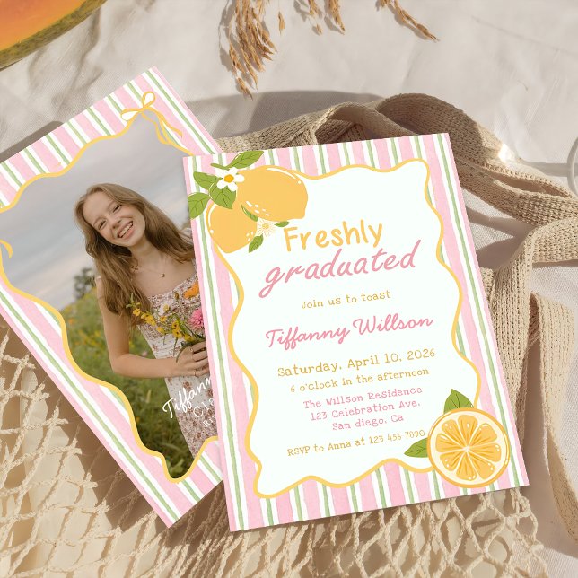 Freshly Graduated Lemon Graduation Party Invitation (Creator Uploaded)