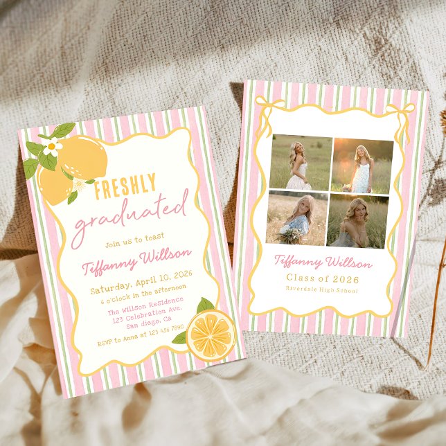Freshly Graduated Lemon Graduation Party Invitation (Creator Uploaded)