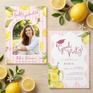 Freshly Graduated Lemon Graduation Party Invitation
