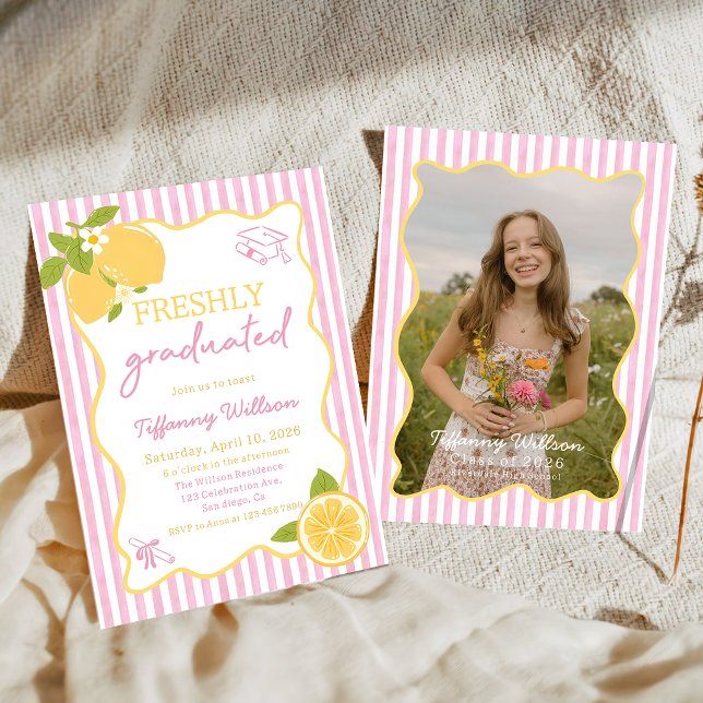 Freshly Graduated Lemon Graduation Party Invitation (Creator Uploaded)
