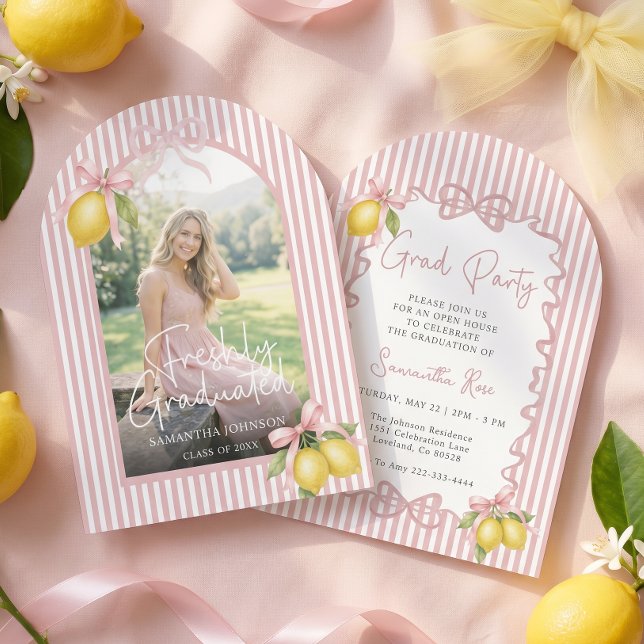 Freshly Graduated Lemon Graduation Party Invitation (Creator Uploaded)