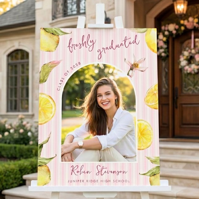 Freshly Graduated Lemon Graduation Party Sign (Creator Uploaded)