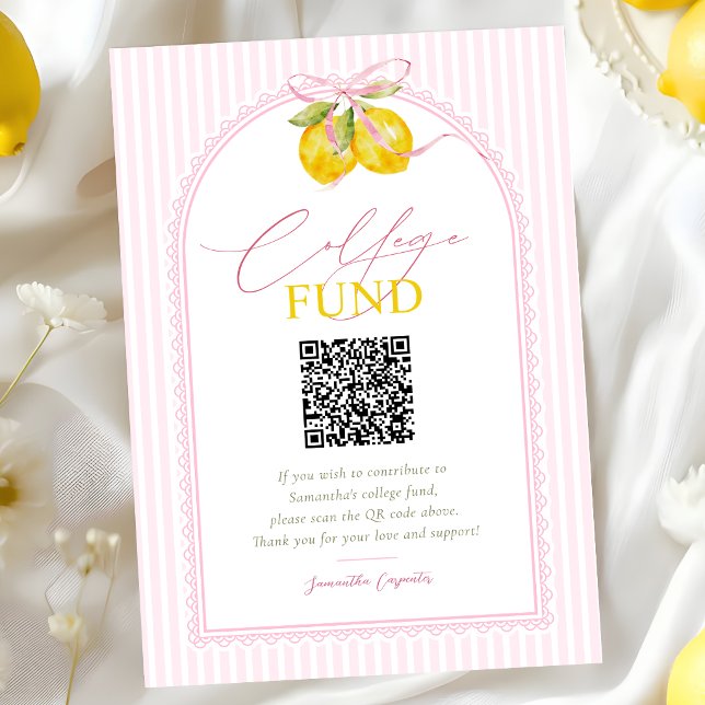freshly graduated Lemon pink bow College fund Enclosure Card (Creator Uploaded)