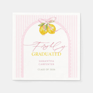 freshly graduated Lemon pink bow graduation PARTY Napkins