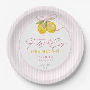 freshly graduated Lemon pink bow graduation PARTY  Paper Plates
