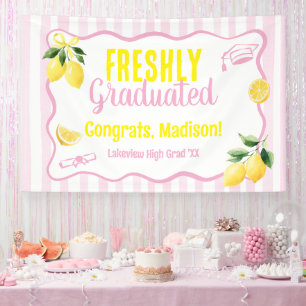 Freshly Graduated Lemon Pink Stripes Banner