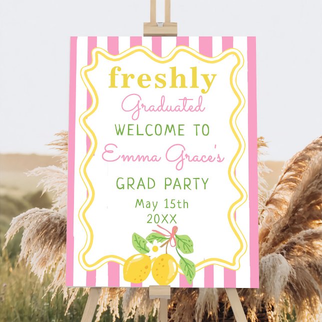 Freshly Graduated Lemon Pink Stripes Foam Board (Creator Uploaded)