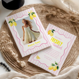 Freshly Graduated Lemon Pink Stripes Graduation Announcement