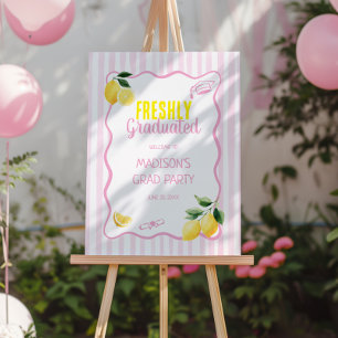 Freshly Graduated Lemon Pink Stripes Graduation Foam Board