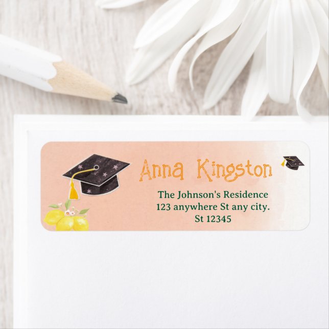 Freshly Graduated lemon Return Address Labels (Insitu)