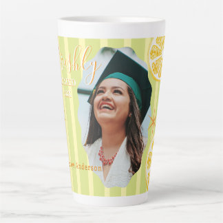 Freshly Graduated Lemon Stripes Latte Mug