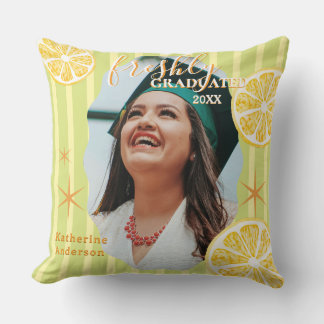 Freshly Graduated Lemon Stripes Throw Pillow