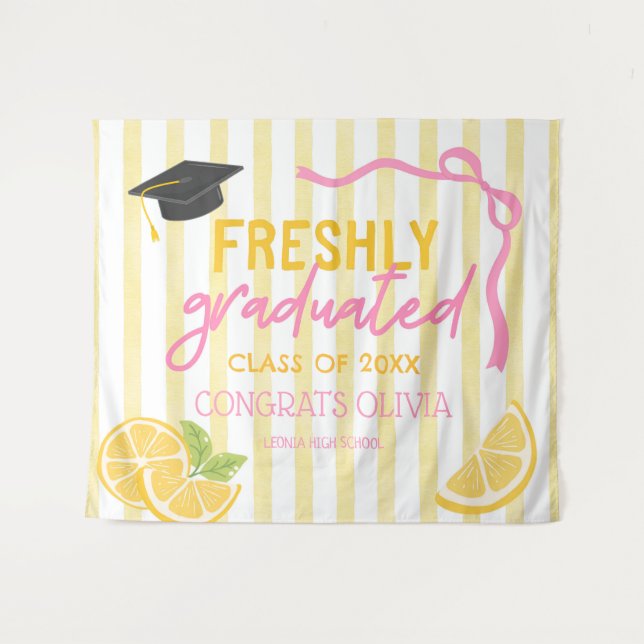 Freshly Graduated Lemonade Grad Party Backdrop (Front (Horizontal))