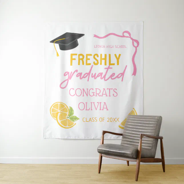 Lemon Grad Backdrop Freshly Graduated Lemonade Graduation Backdrop | Zazzle