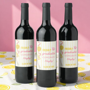 Freshly Graduated Lemonade Graduation Favor Wine Label