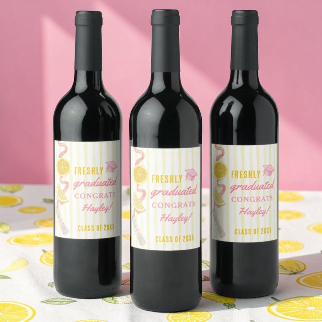 Freshly Graduated Lemonade Graduation Favor Wine Label (Creator Uploaded)