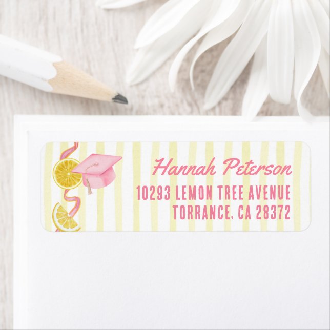 Freshly Graduated Lemonade Graduation Party Addres Label (Insitu)