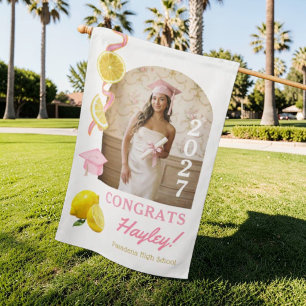 Freshly Graduated Lemonade Graduation Party House Flag