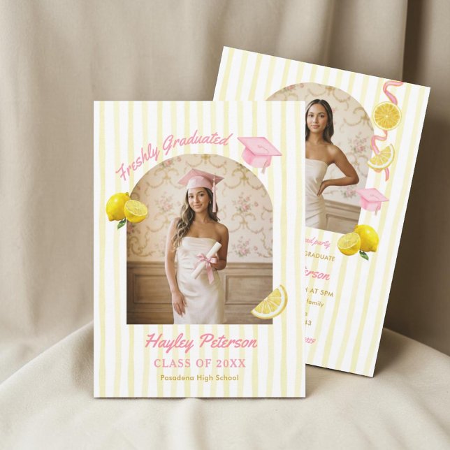 Freshly Graduated Lemonade Graduation Party  Invitation (Creator Uploaded)