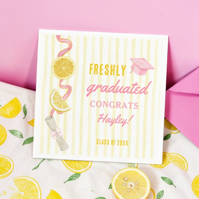 Freshly Graduated Lemonade Graduation Party Napkins (Creator Uploaded)