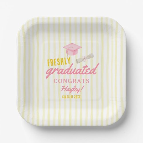 Freshly Graduated Lemonade Graduation Party Paper Plates