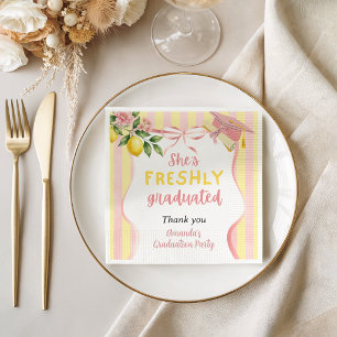 Freshly Graduated Lemonade Lemon Graduation Party Napkins