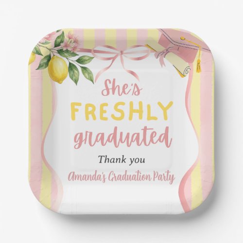Freshly Graduated Lemonade Lemon Graduation Party Paper Plates