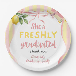 Freshly Graduated Lemonade Lemon Graduation Party Paper Plates