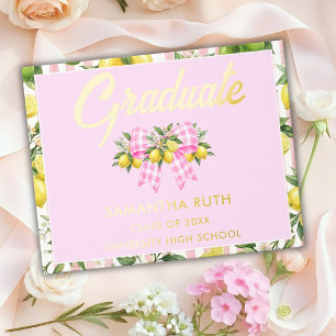 Freshly Graduated Pink Lemon Graduation Foil Guest Book