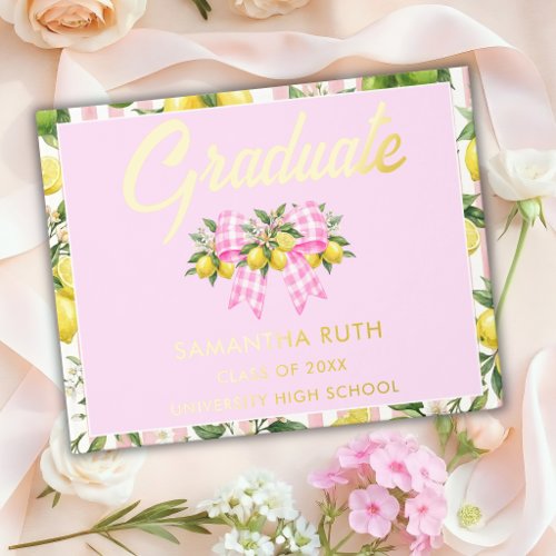 Freshly Graduated Pink Lemon Graduation Foil Guest Book