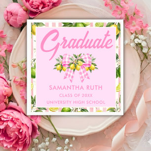 Freshly Graduated Pink Lemon Graduation Napkins