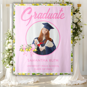 Freshly Graduated Pink Lemon Photo Grad Backdrop