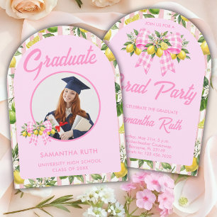 Freshly Graduated Pink Lemon Photo Graduation Invitation