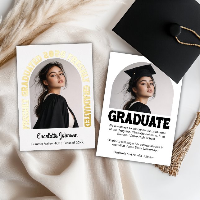 Freshly Graduated Retro Graduation Announcement (Creator Uploaded)