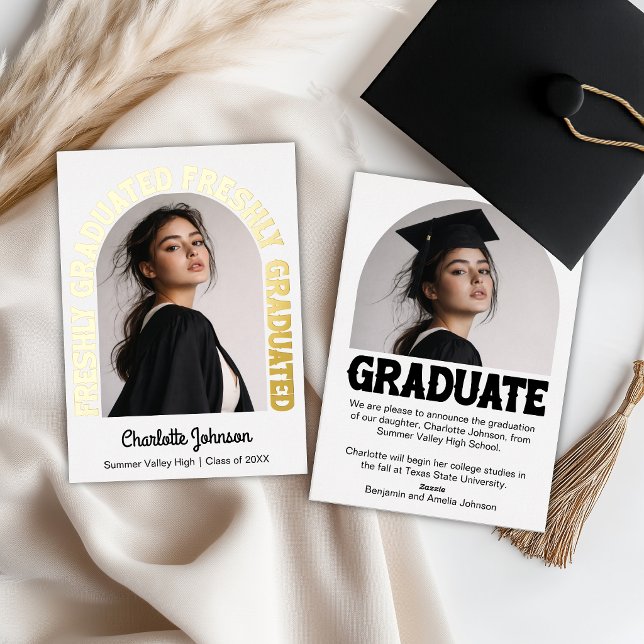 Freshly Graduated Retro Graduation Announcement (Creator Uploaded)