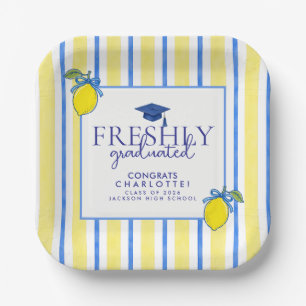 Freshly Graduated Watercolor Lemon Graduation Paper Plates