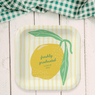 Freshly Graduated Yellow Lemon Citrus Graduation Paper Plates