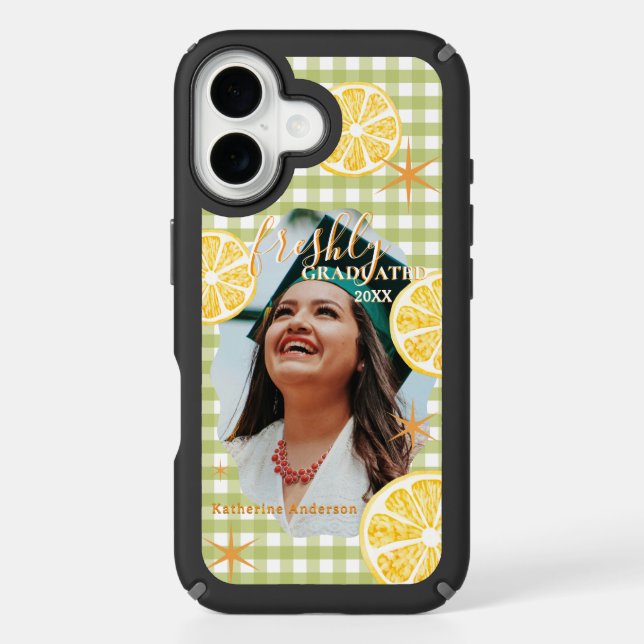 Freshly graduation Lemon Gingham Speck Case (Front)